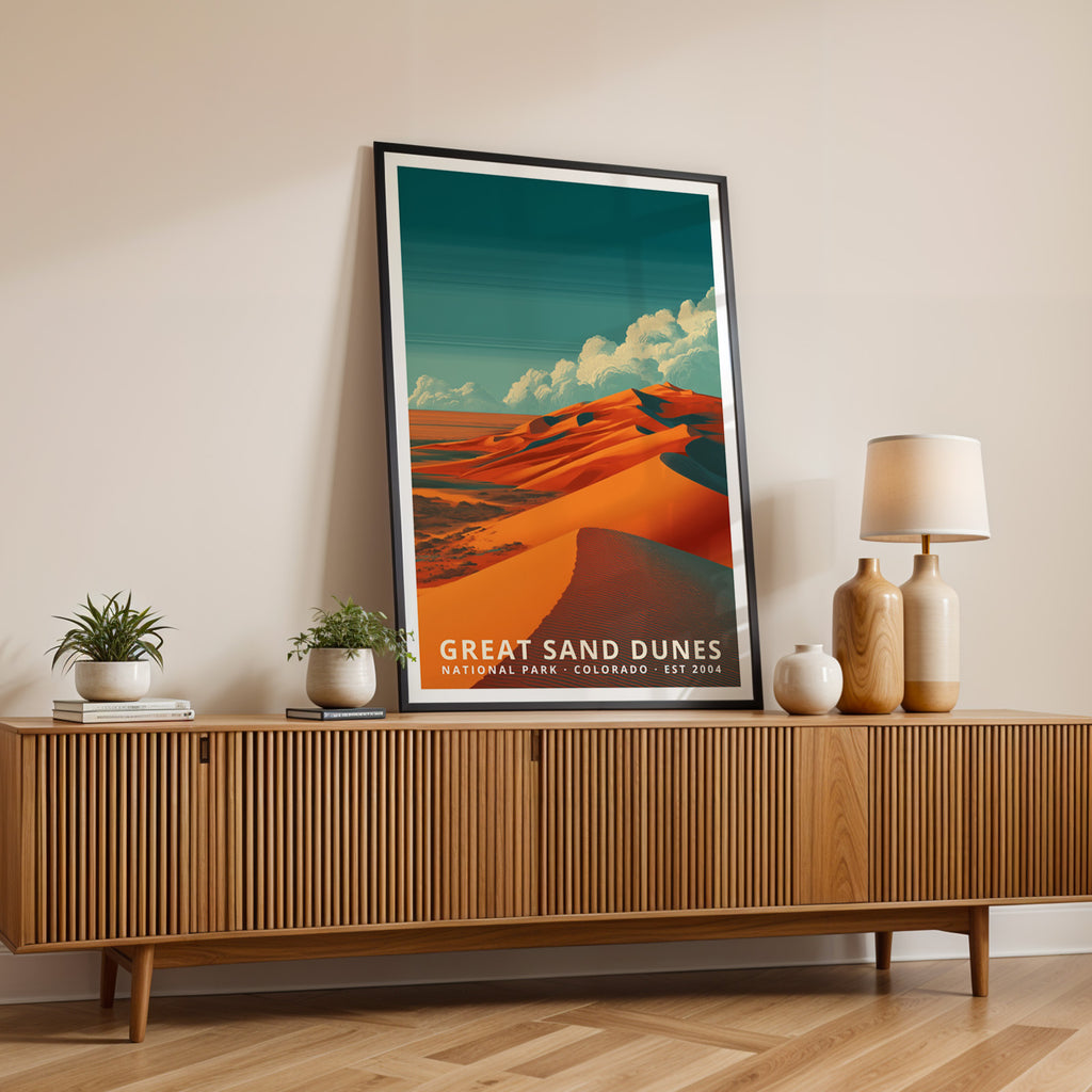 Great Sand Dunes National Park Retro Art Print