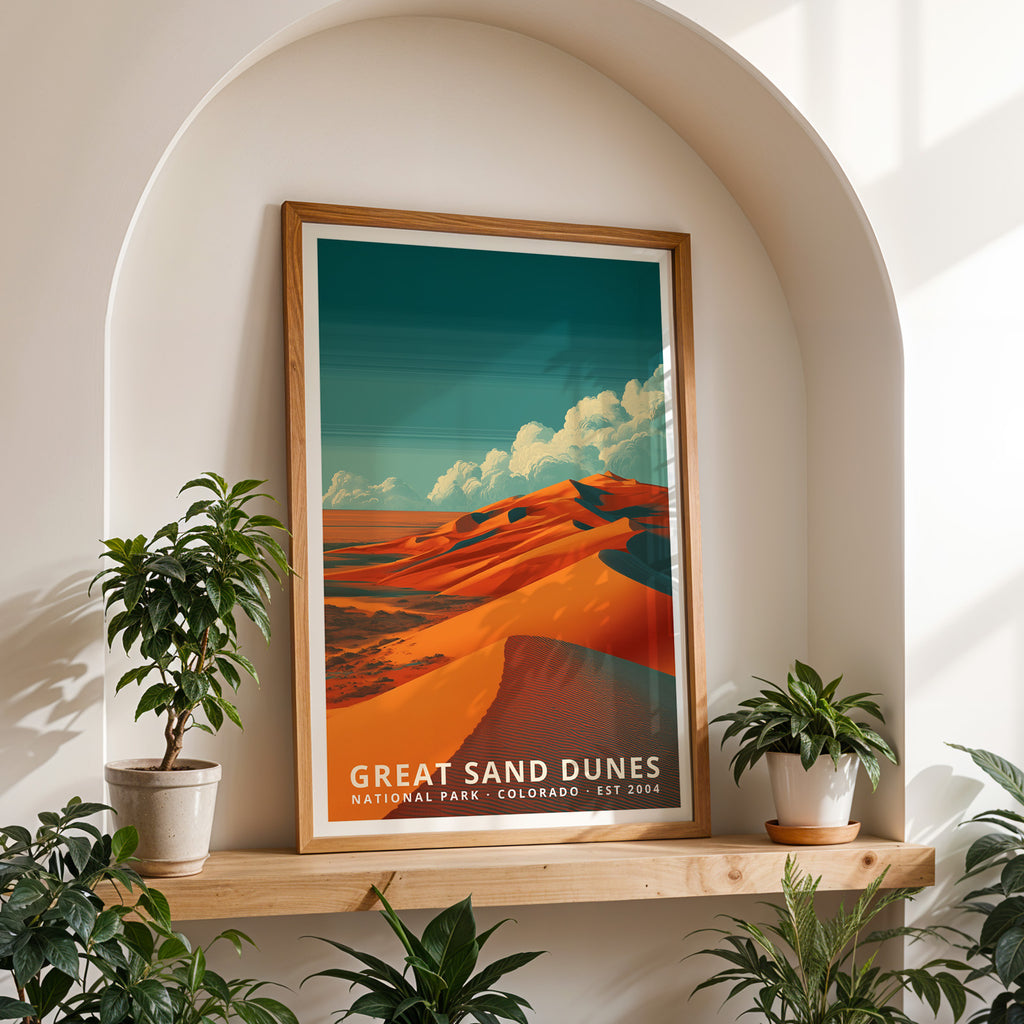 Great Sand Dunes National Park Retro Art Print