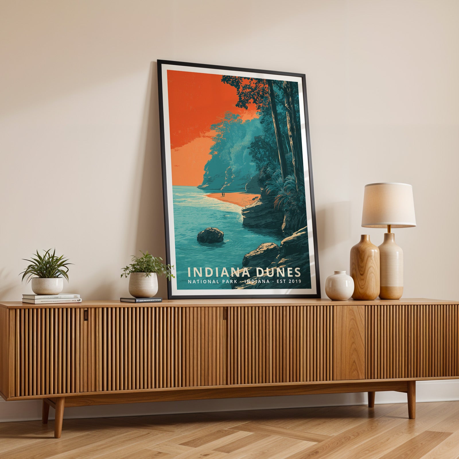 Indiana Dunes National Park Retro Art Print