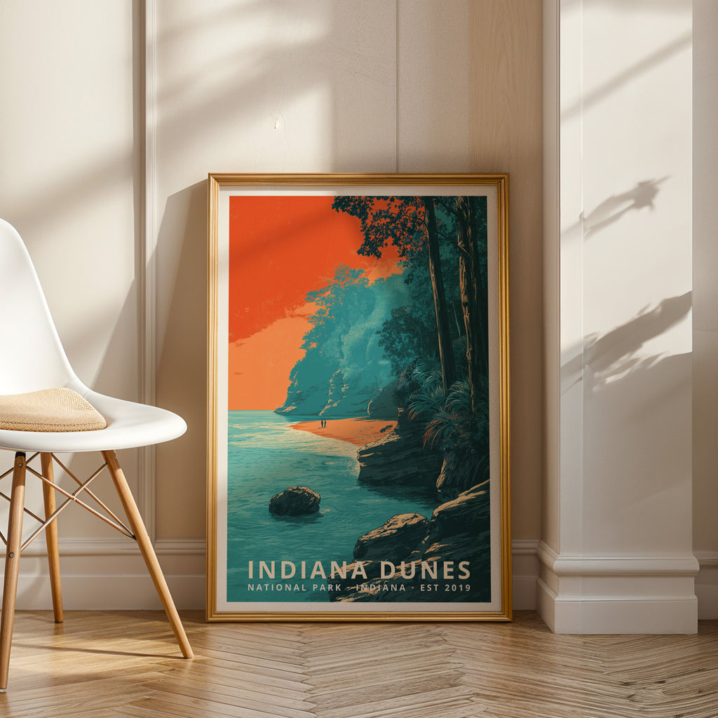 Indiana Dunes National Park Retro Art Print