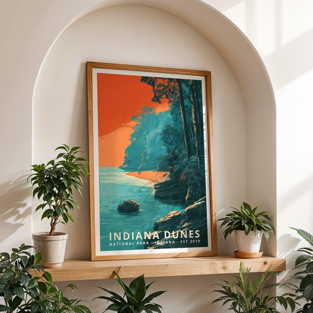 Indiana Dunes National Park Retro Art Print