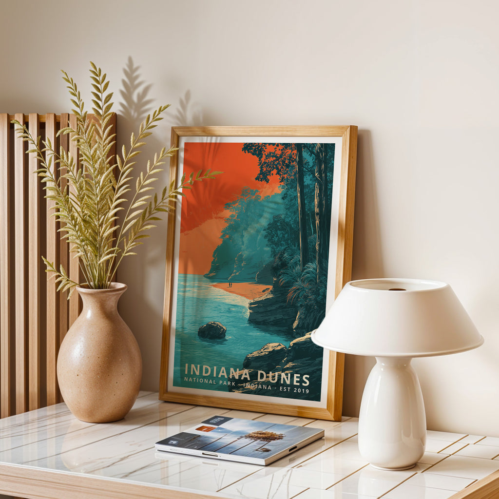 Indiana Dunes National Park Retro Art Print
