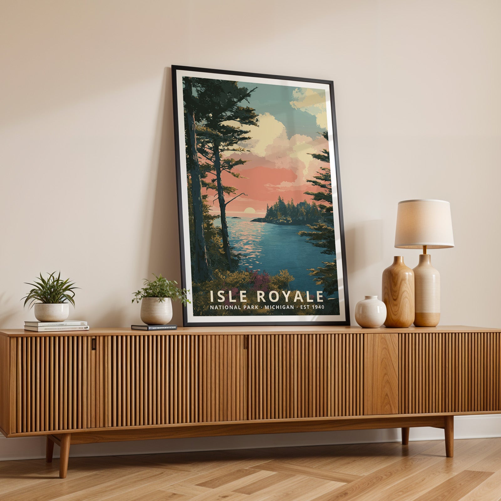 Isle Royale National Park Retro Art Print