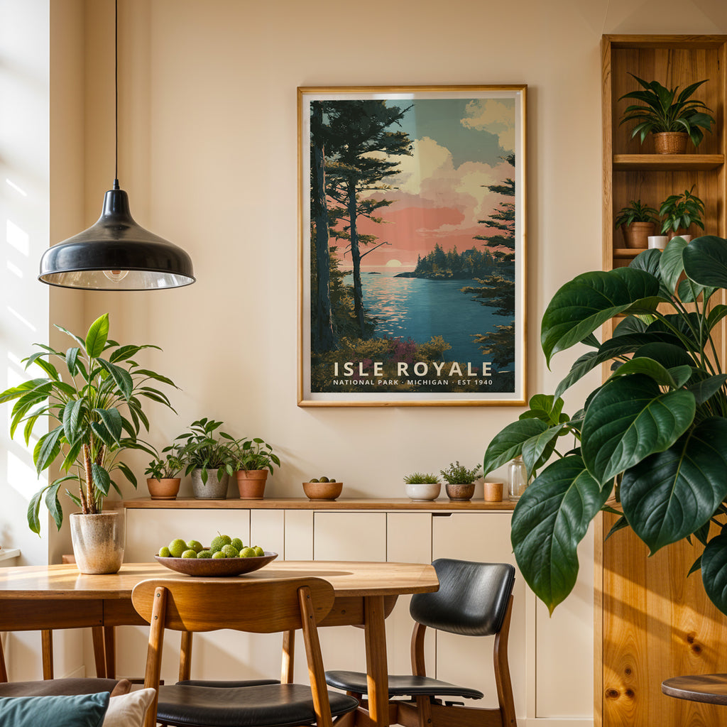 Isle Royale National Park Retro Art Print