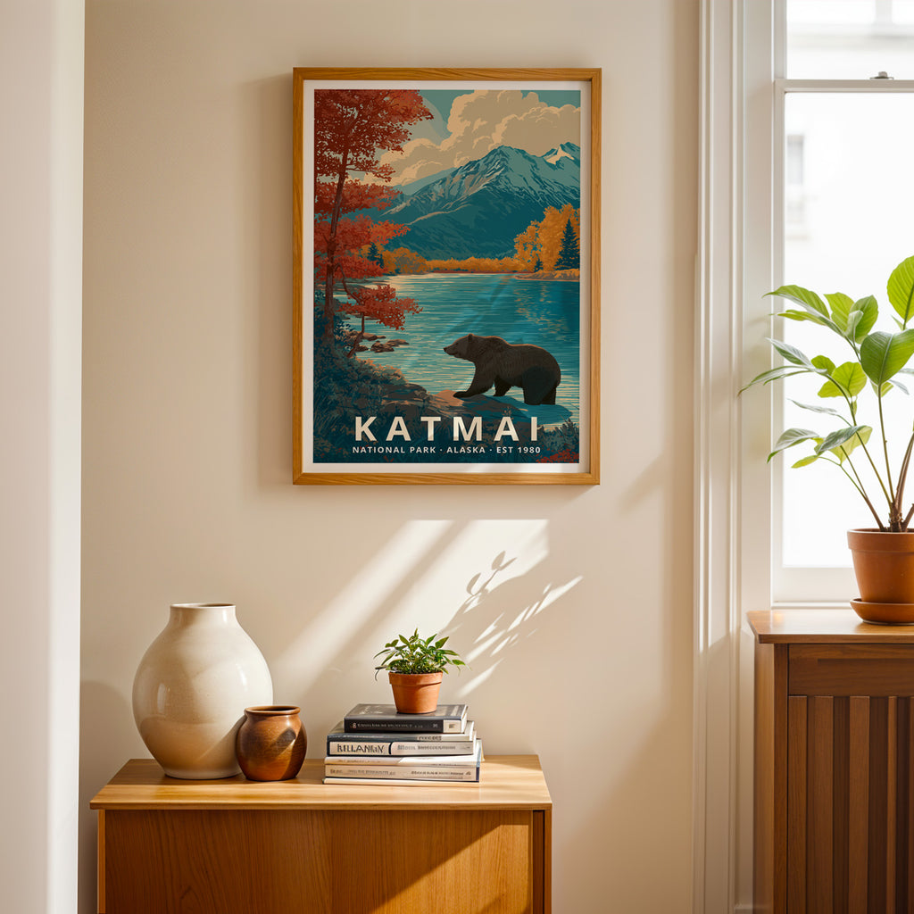 Katmai National Park Retro Art Print