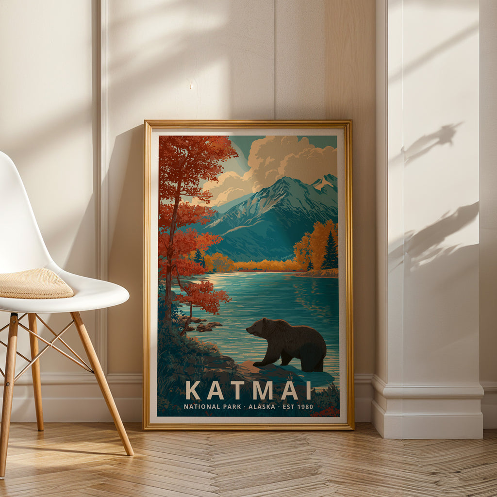 Katmai National Park Retro Art Print