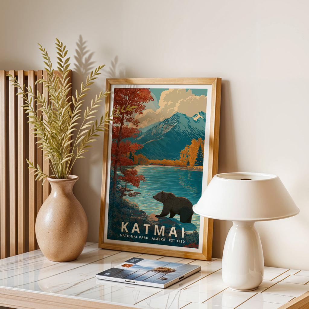 Katmai National Park Retro Art Print