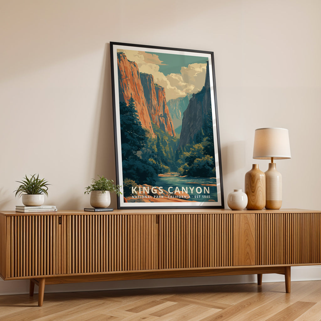 Kings Canyon National Park Retro Art Print