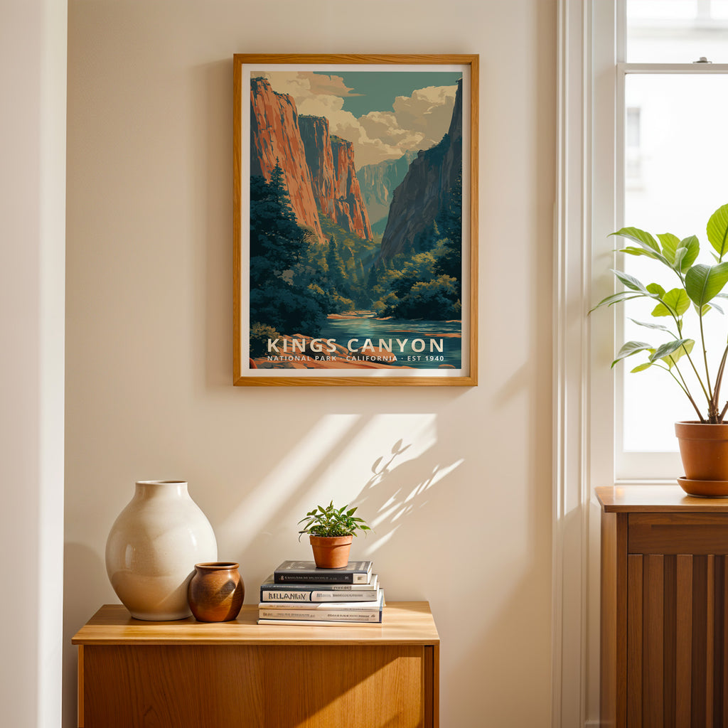 Kings Canyon National Park Retro Art Print