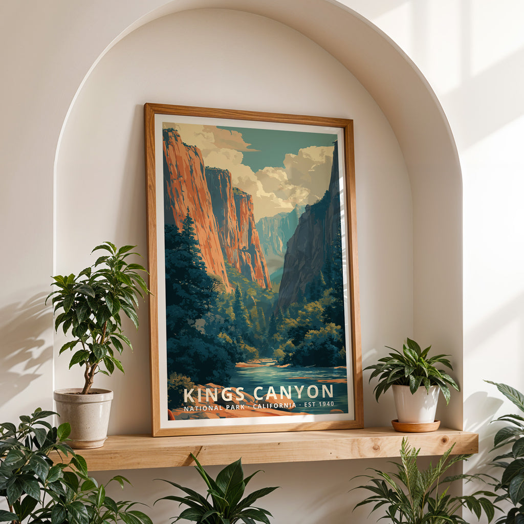 Kings Canyon National Park Retro Art Print