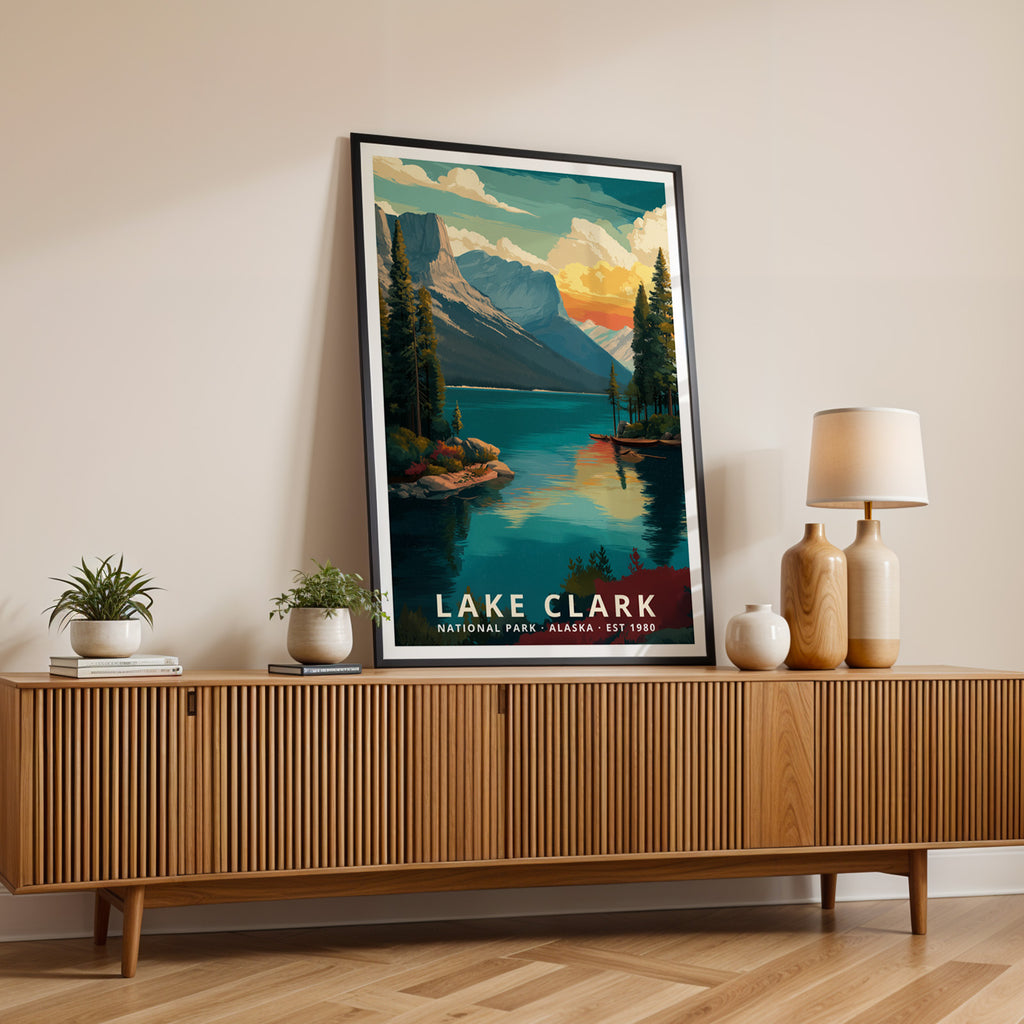 Lake Clark National Park Retro Art Print