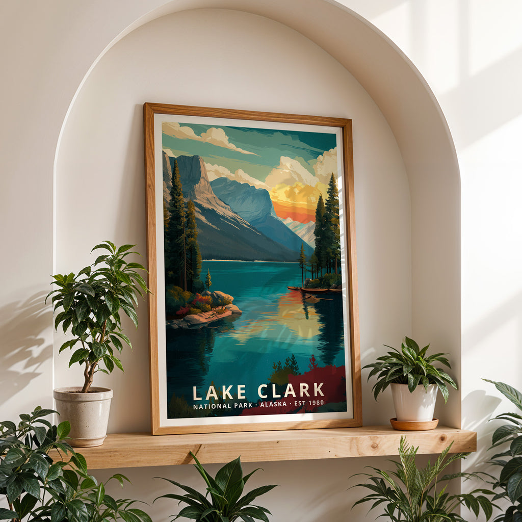 Lake Clark National Park Retro Art Print