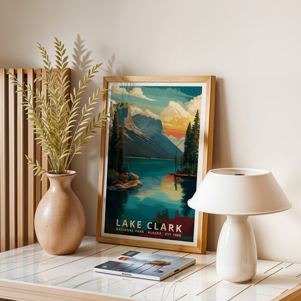 Lake Clark National Park Retro Art Print