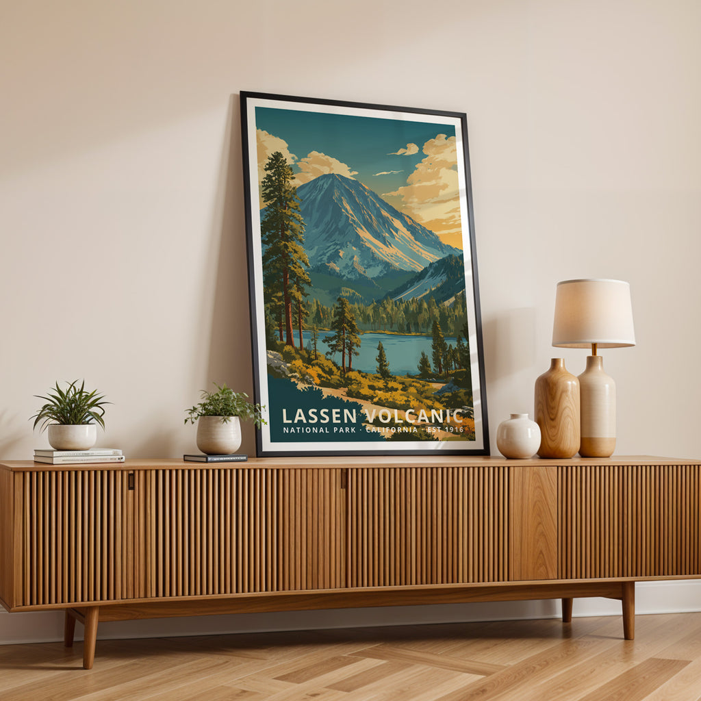 Lassen Volcanic National Park Retro Art Print