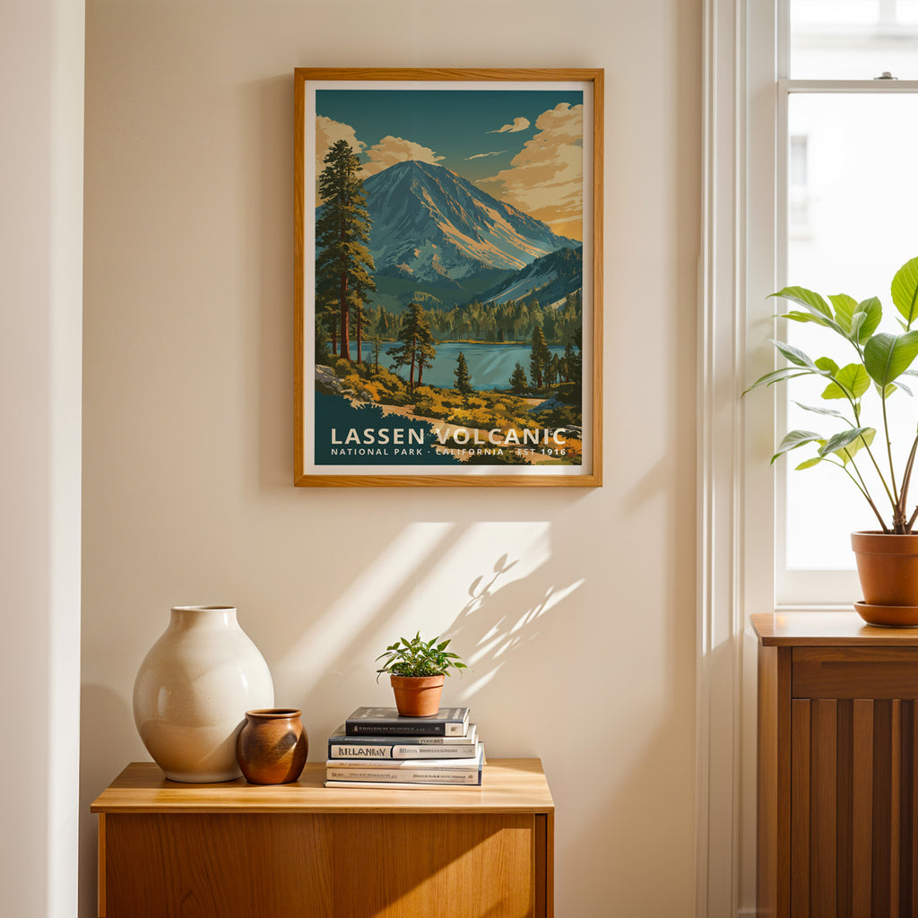Lassen Volcanic National Park Retro Art Print