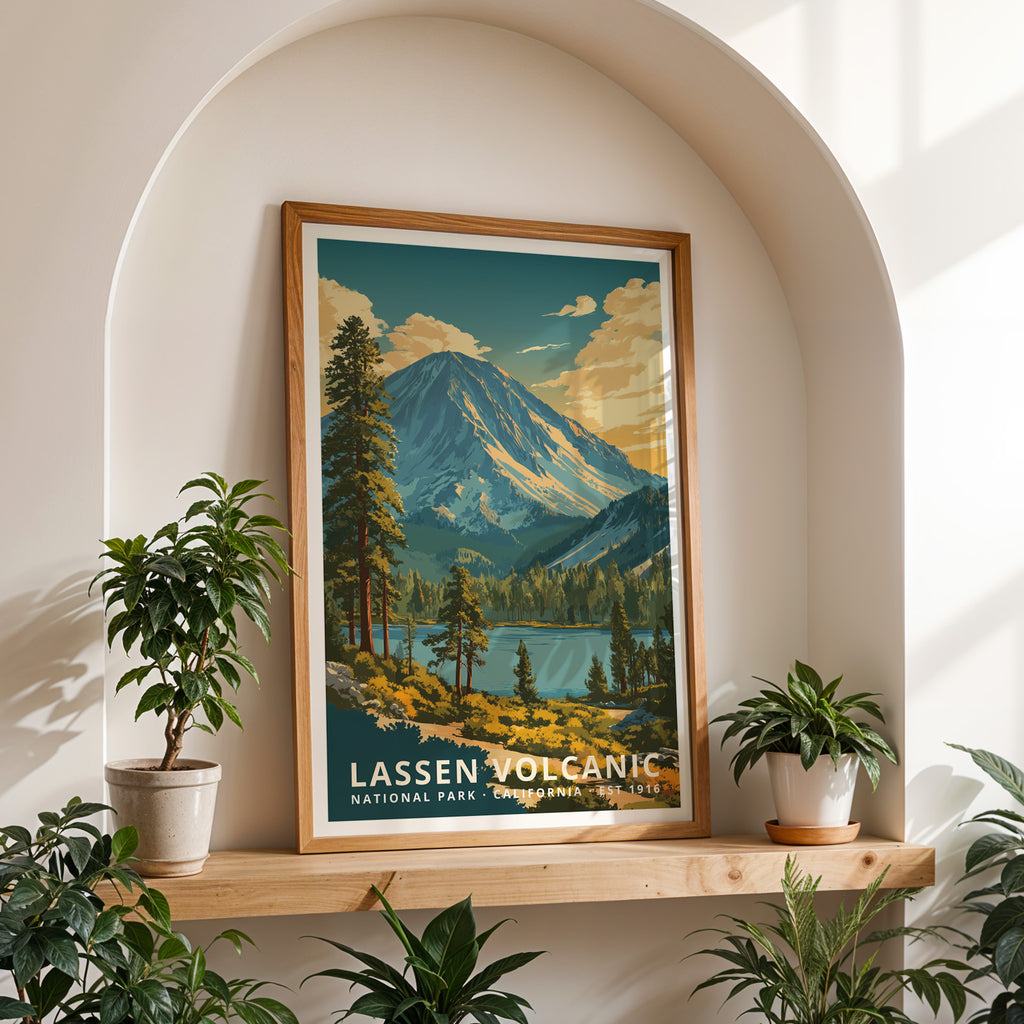 Lassen Volcanic National Park Retro Art Print