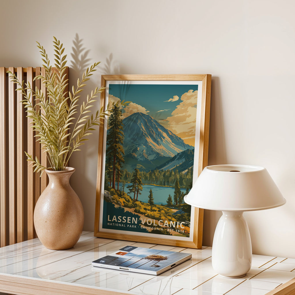 Lassen Volcanic National Park Retro Art Print
