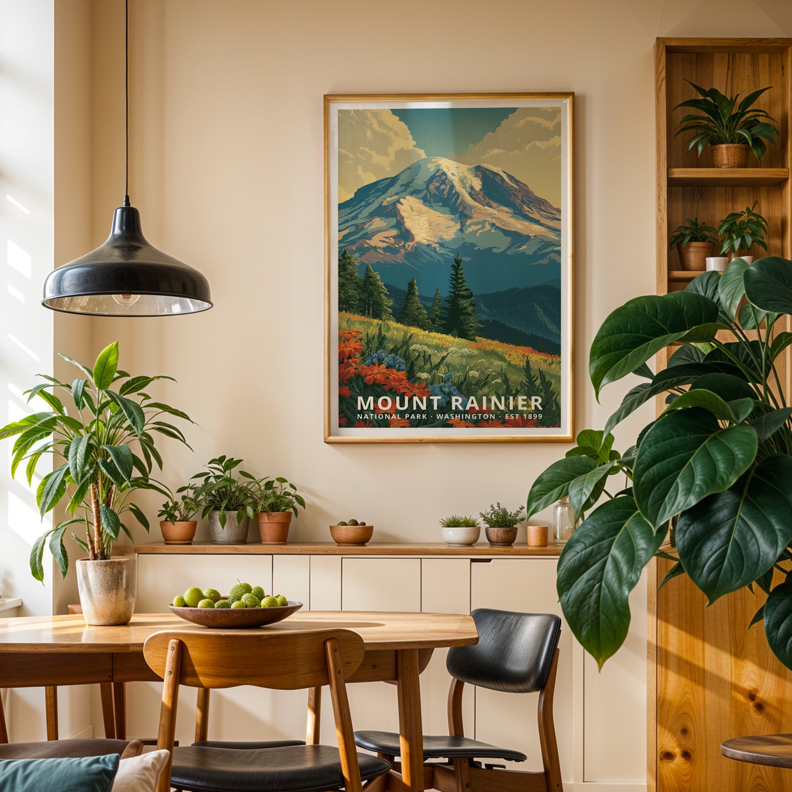 Mount Rainier National Park Retro Art Print