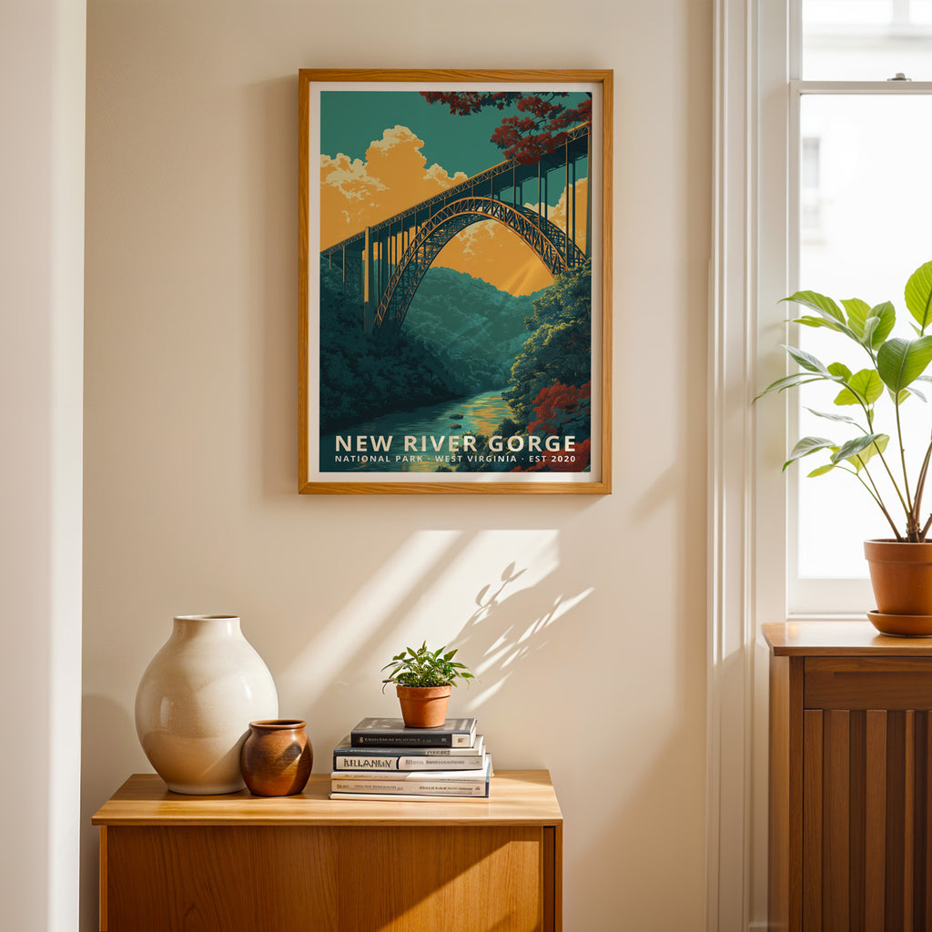 New River Gorge National Park Retro Art Print