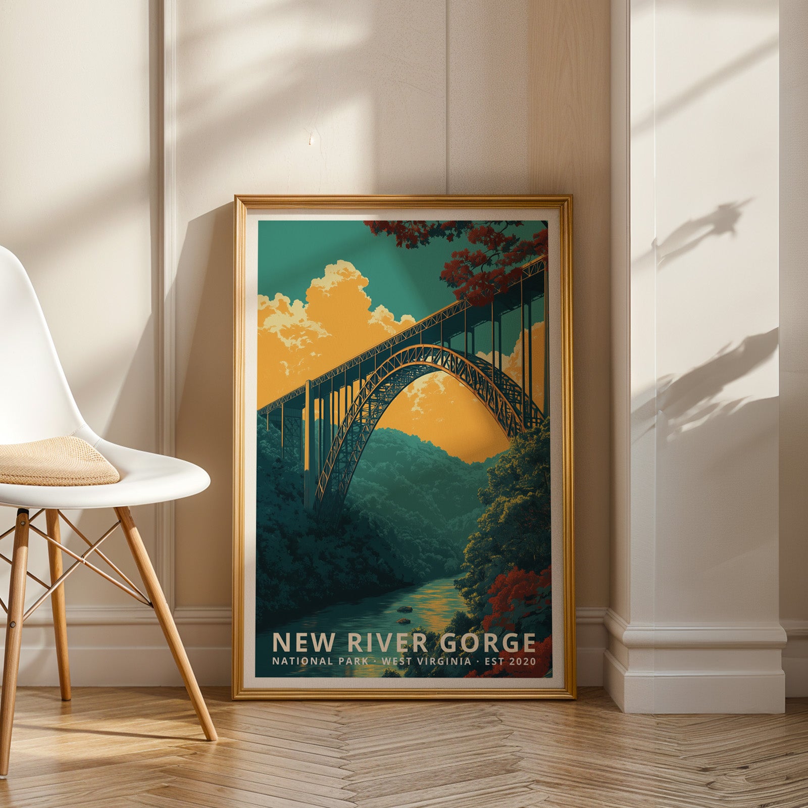 New River Gorge National Park Retro Art Print