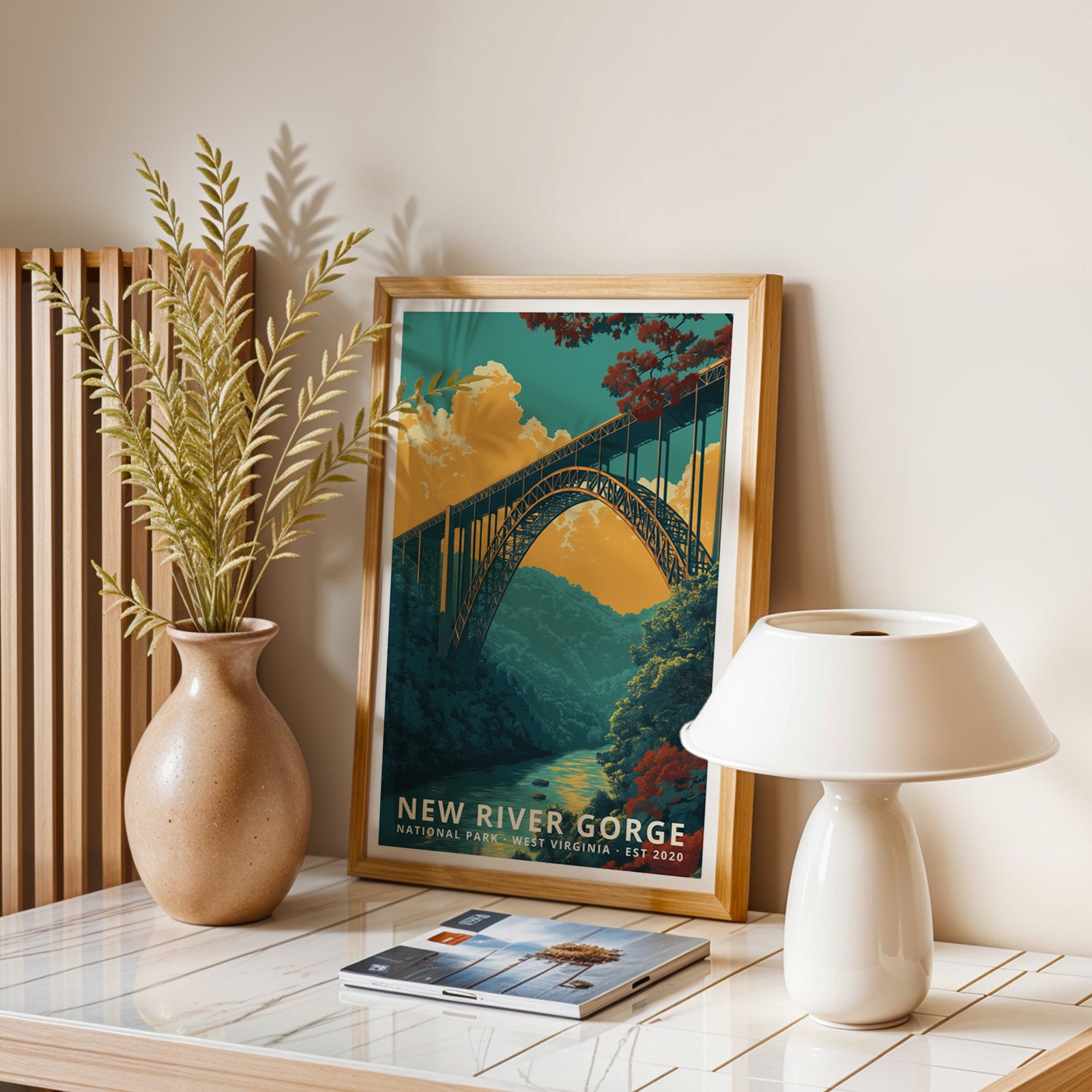New River Gorge National Park Retro Art Print