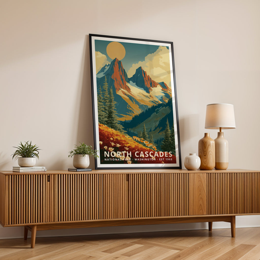 North Cascades National Park Retro Art Print