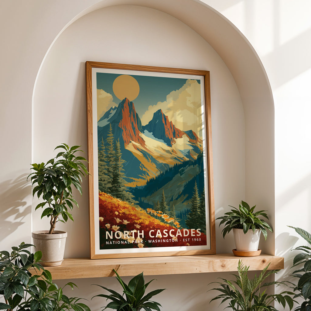 North Cascades National Park Retro Art Print