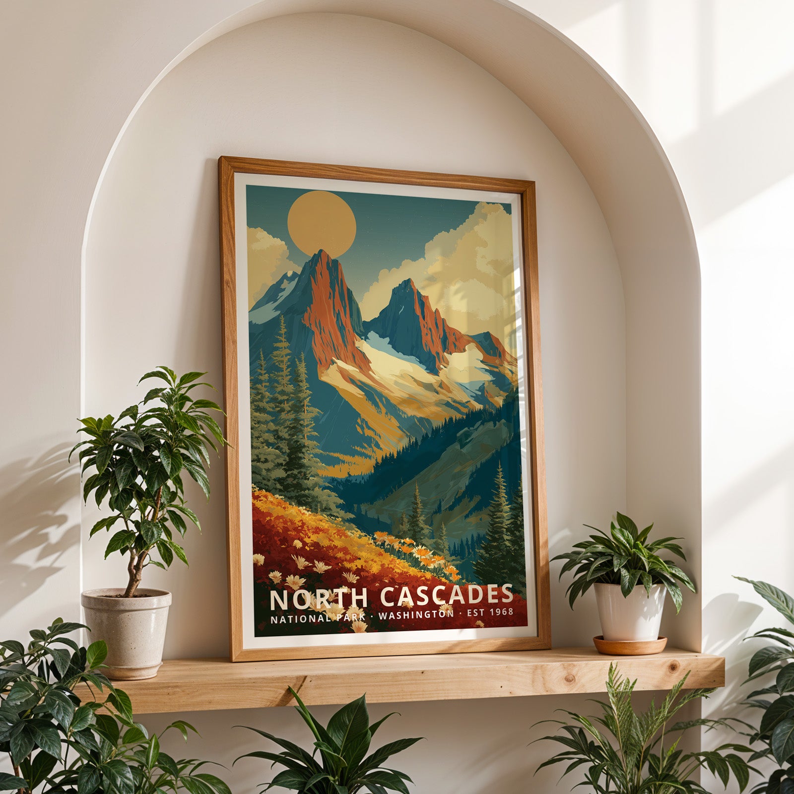 North Cascades National Park Retro Art Print