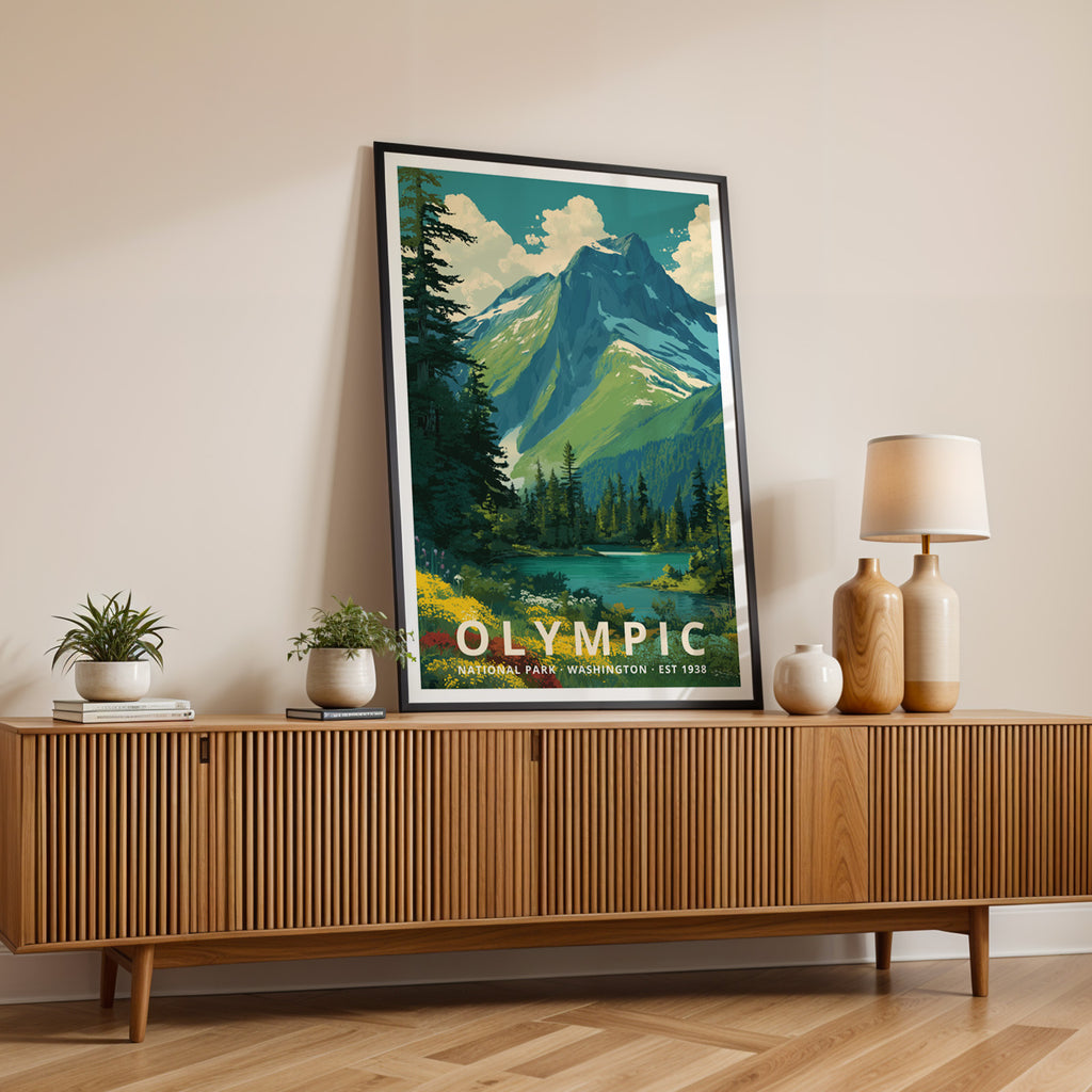 Olympic National Park Retro Art Print