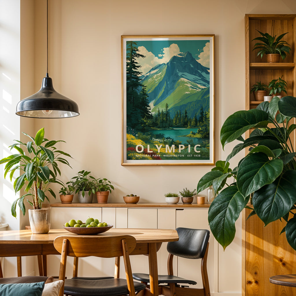 Olympic National Park Retro Art Print