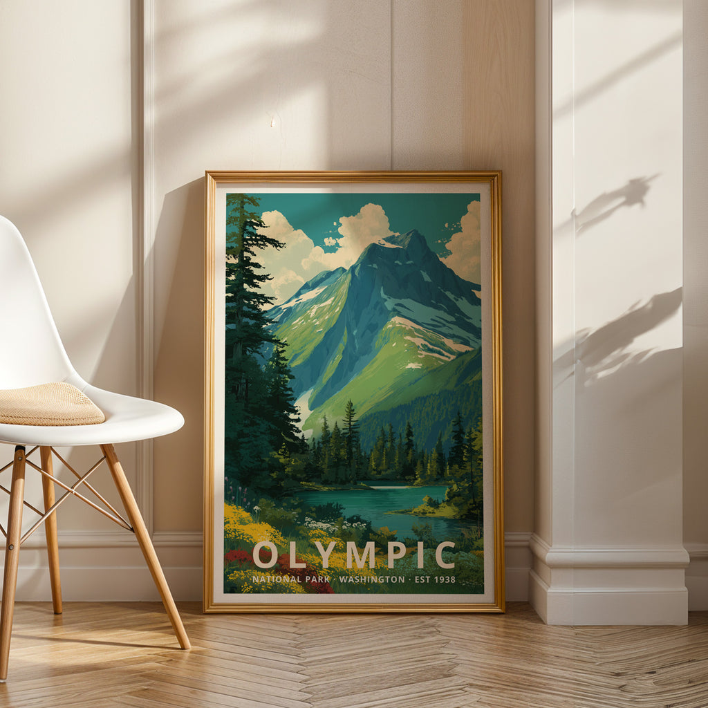 Olympic National Park Retro Art Print