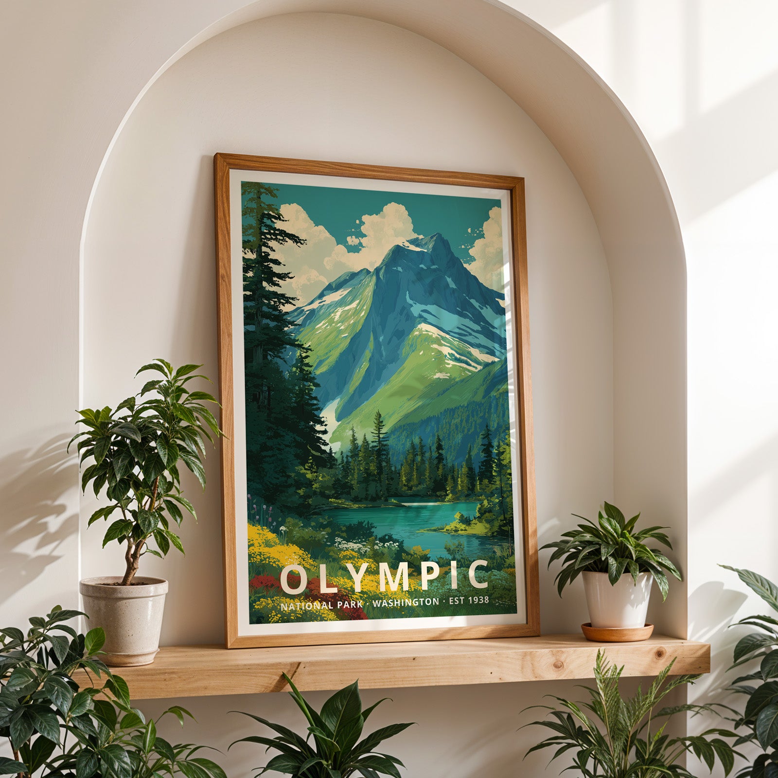 Olympic National Park Retro Art Print