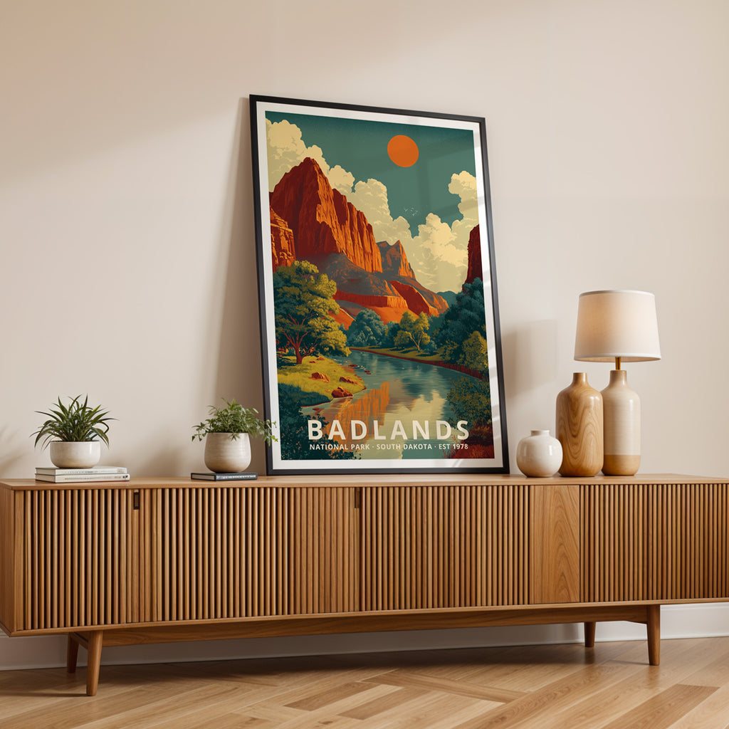 Badlands National Park Retro Art Print