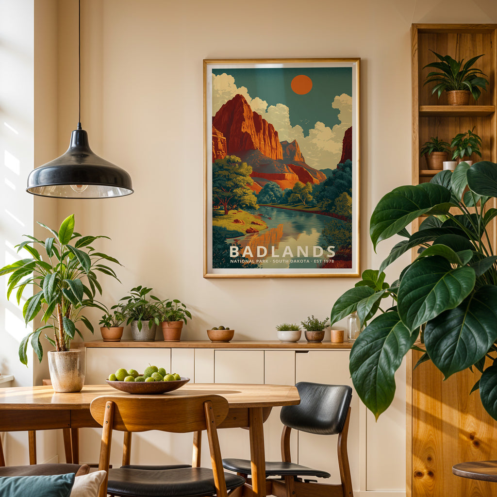 Badlands National Park Retro Art Print