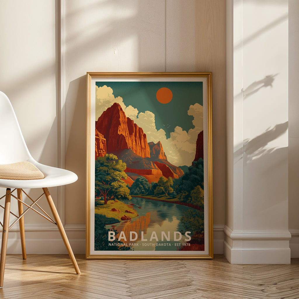 Badlands National Park Retro Art Print