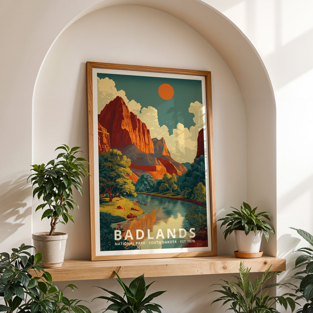 Badlands National Park Retro Art Print