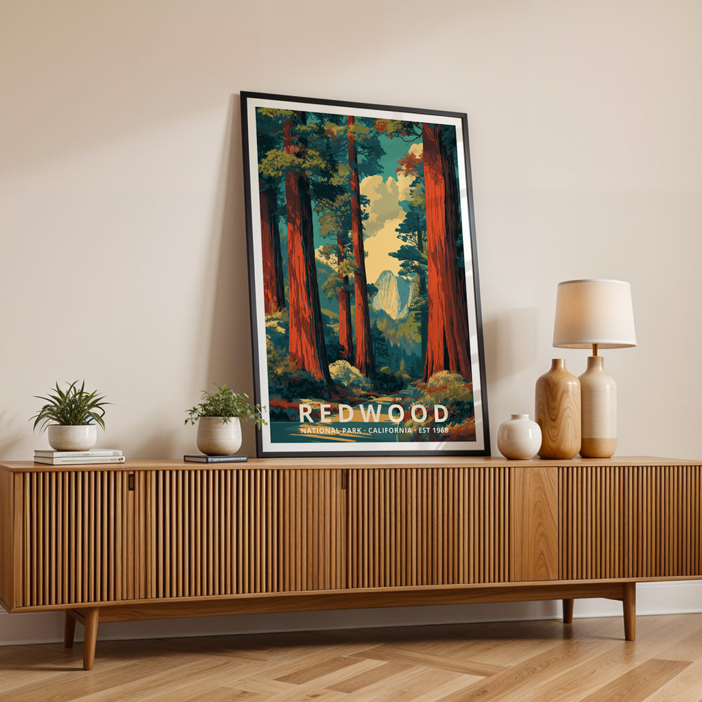 Redwood National Park Retro Art Print
