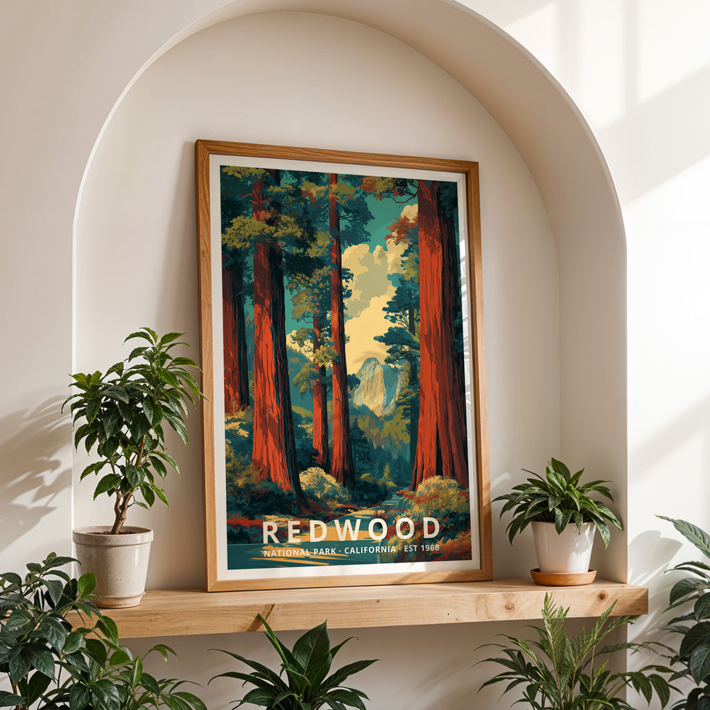 Redwood National Park Retro Art Print