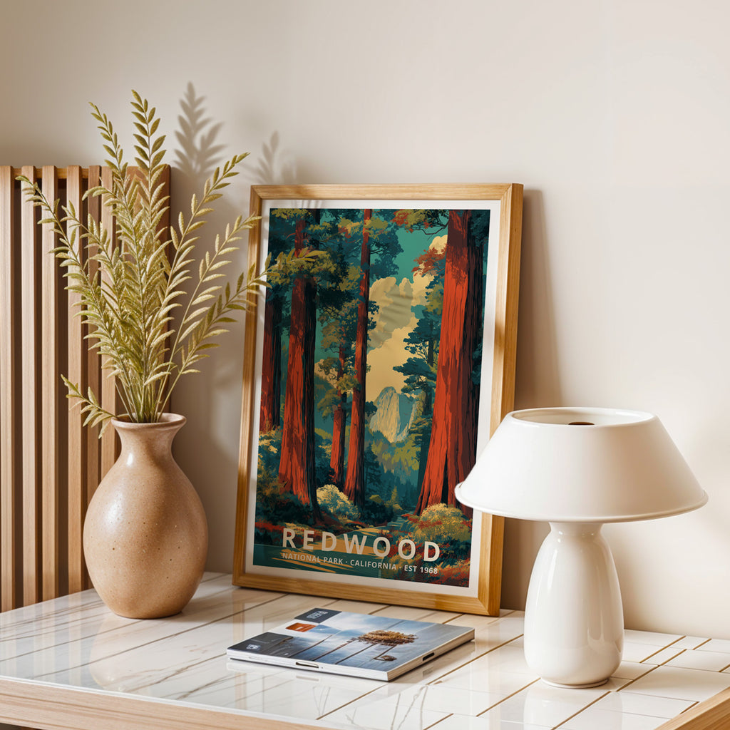 Redwood National Park Retro Art Print
