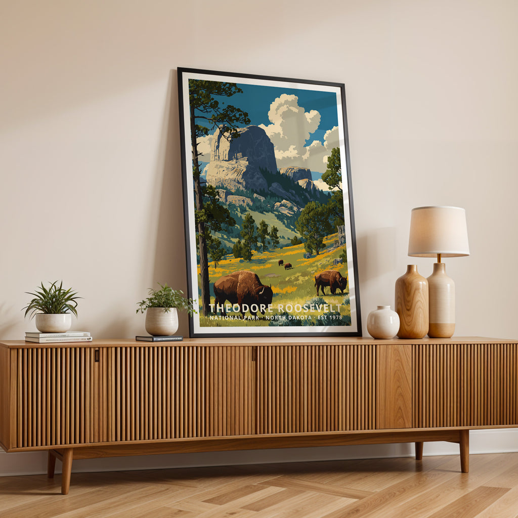 Theodore Roosevelt National Park Retro Art Print