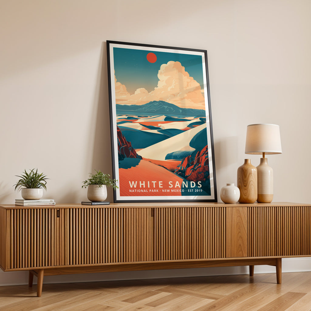 White Sands National Park Retro Art Print