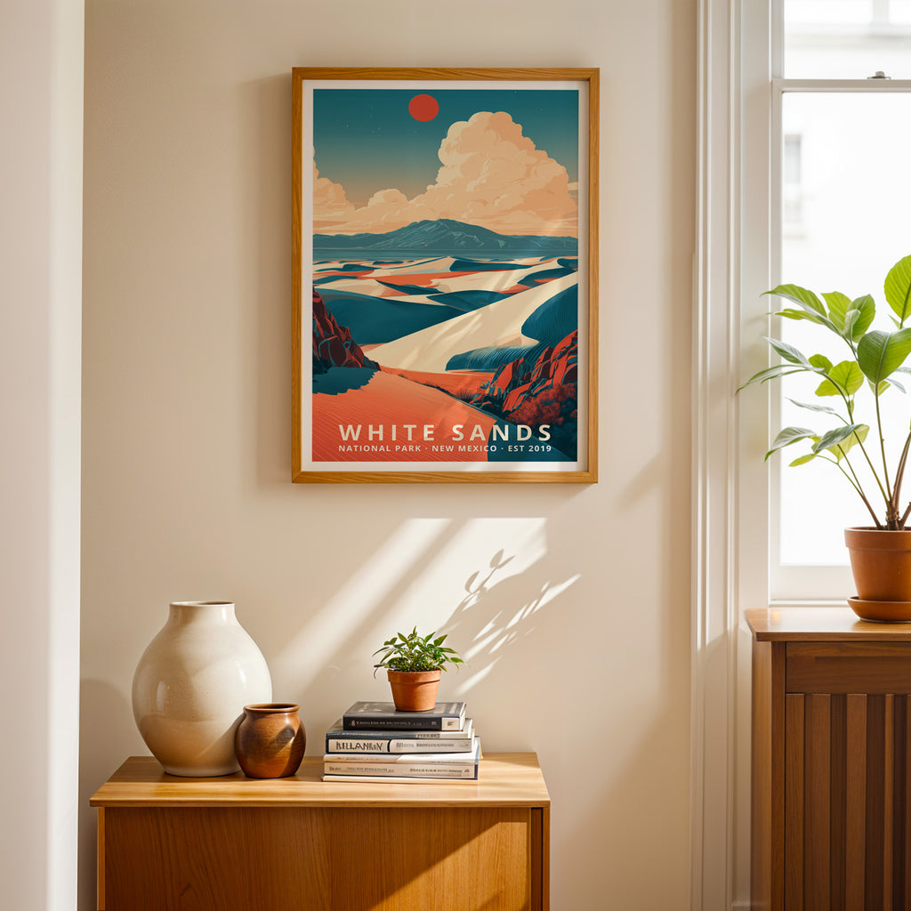 White Sands National Park Retro Art Print