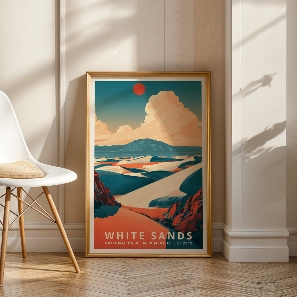 White Sands National Park Retro Art Print