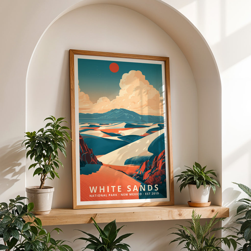 White Sands National Park Retro Art Print