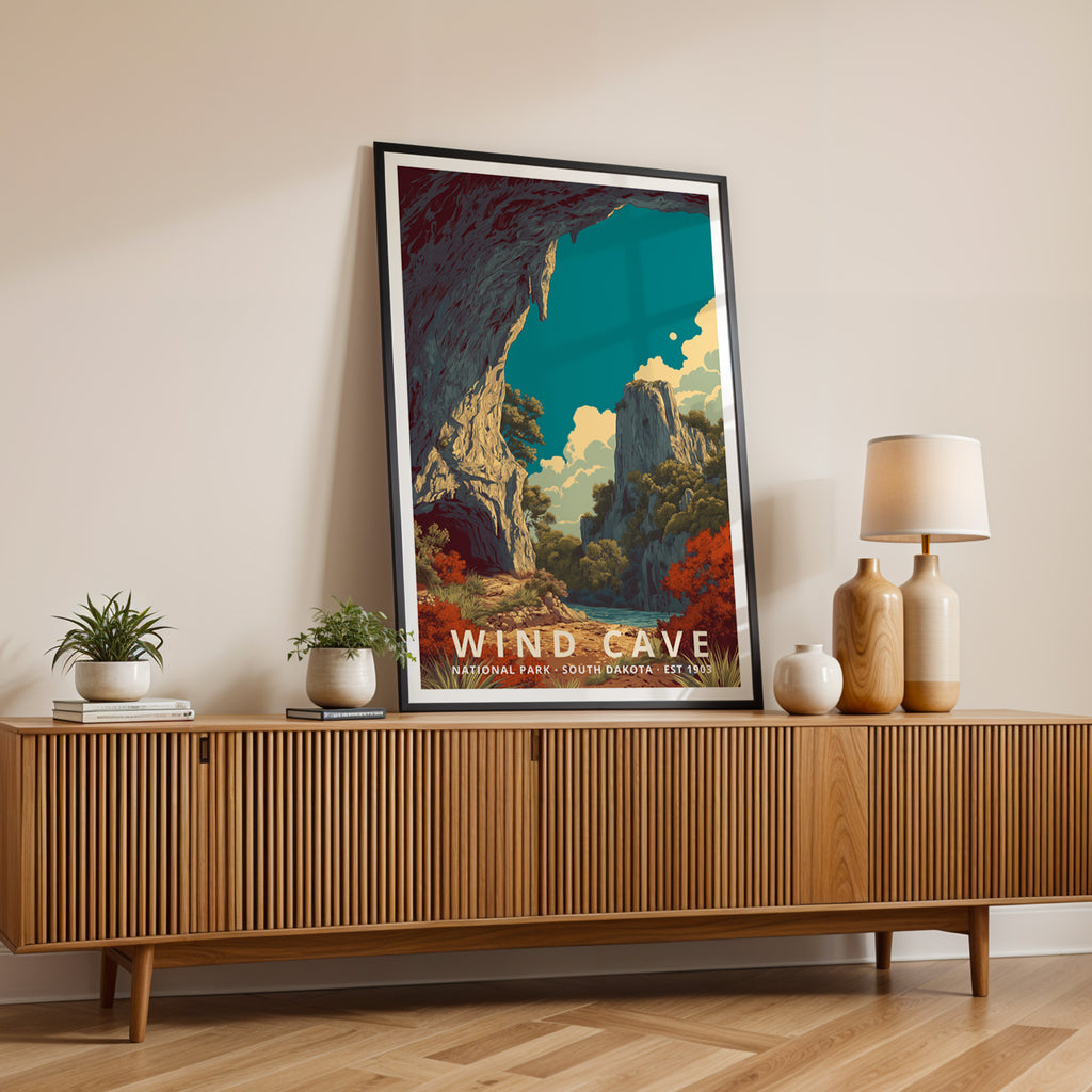 Wind Cave National Park Retro Art Print