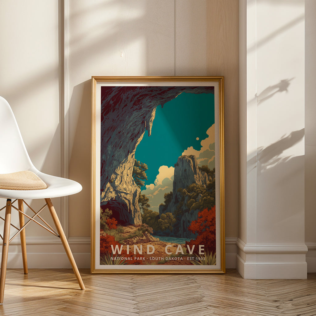 Wind Cave National Park Retro Art Print