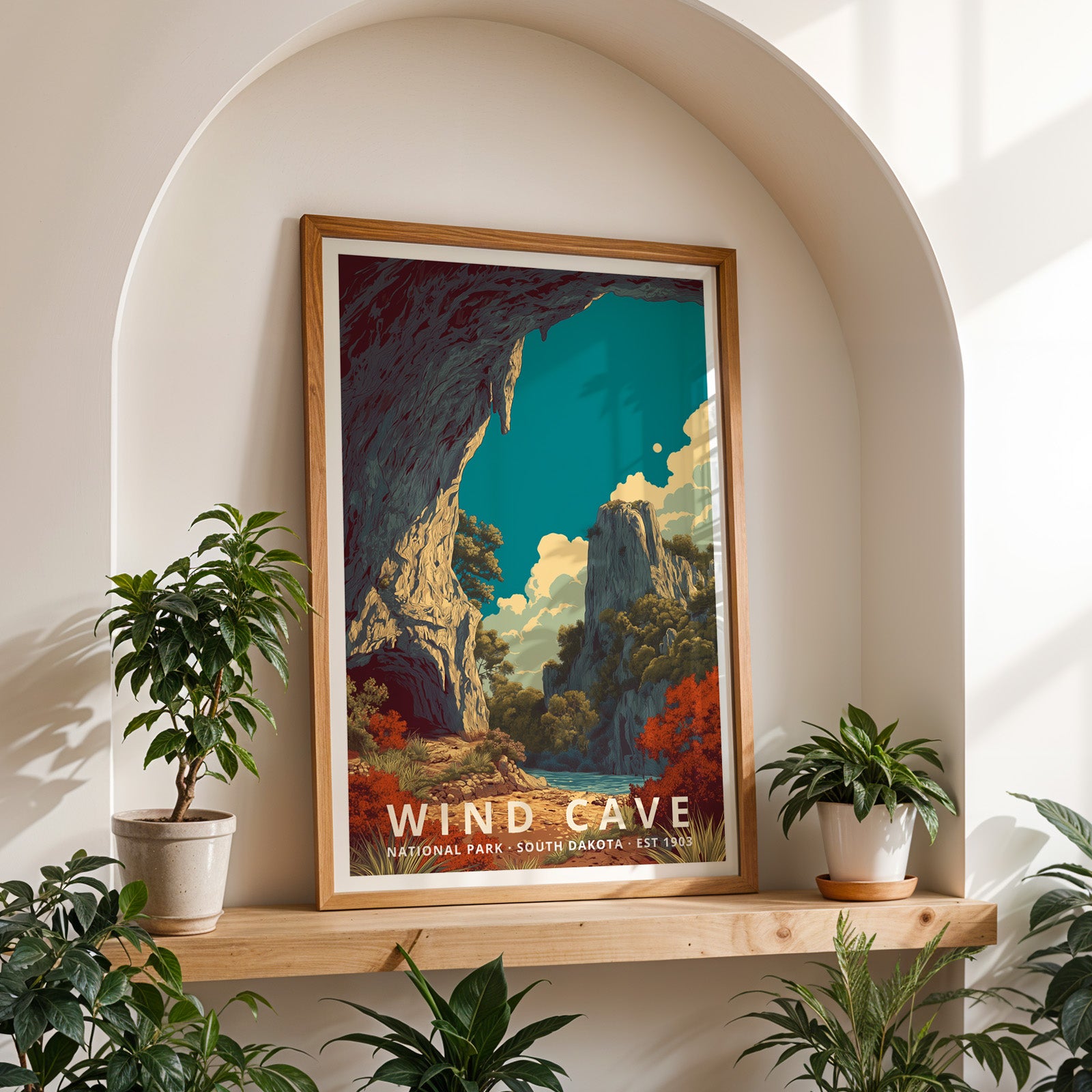 Wind Cave National Park Retro Art Print