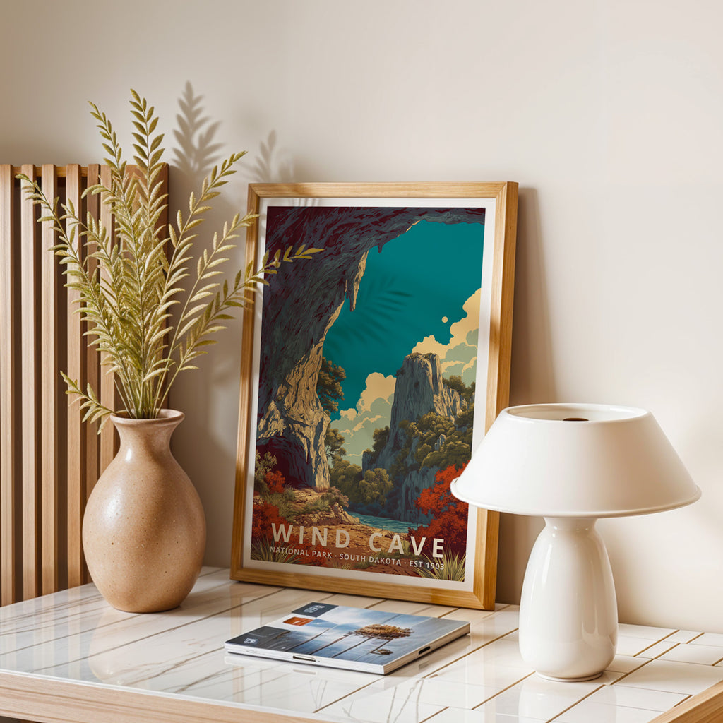 Wind Cave National Park Retro Art Print