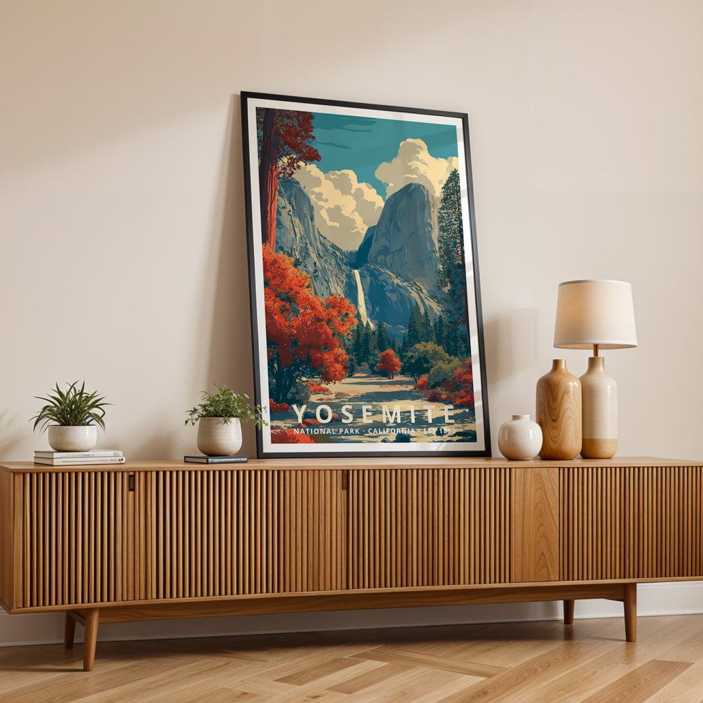 Yosemite National Park Retro Art Print