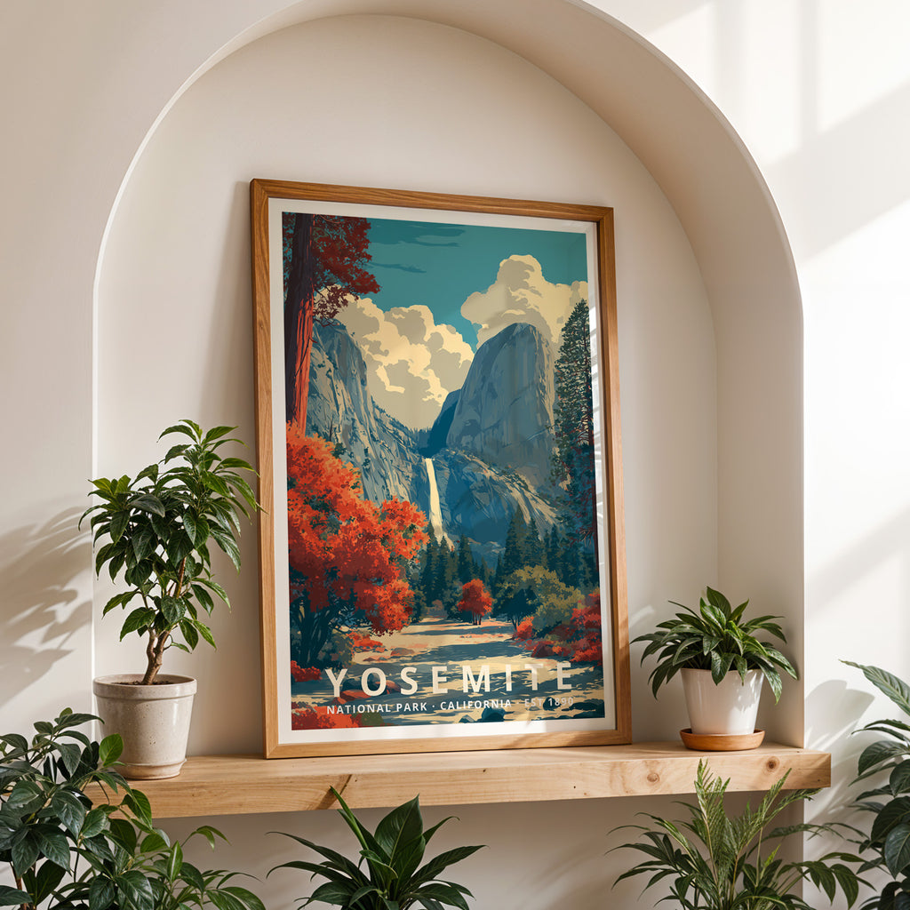 Yosemite National Park Retro Art Print